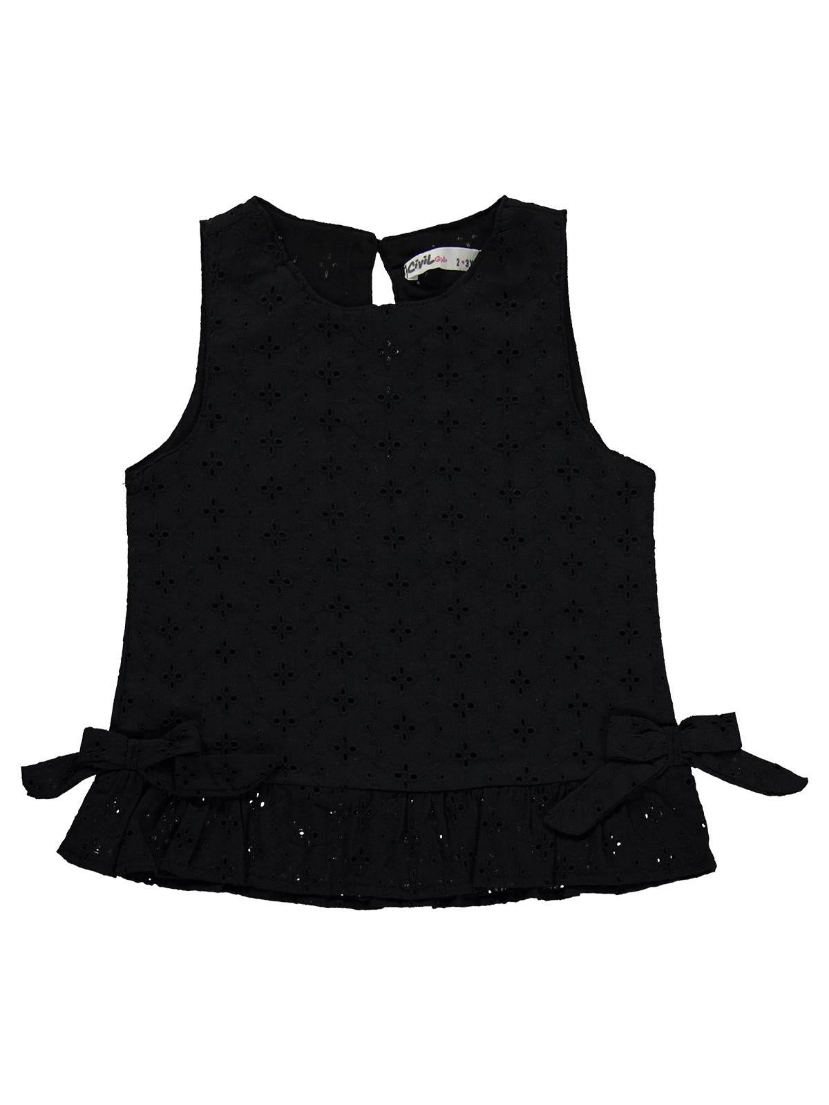 Civil Girls Fiyonk Detaylı Brode 2-5 Yaş Takım - Siyah