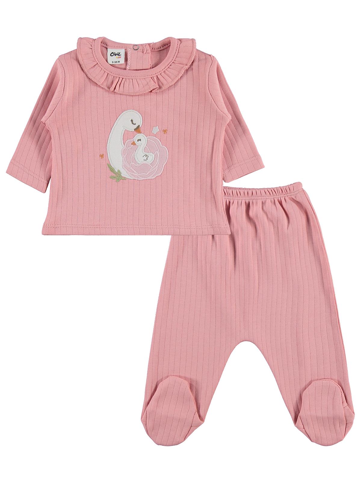 NB26-01 Civil Baby Ördek Nakış 10 lu  Zıbın Setleri - Pudra