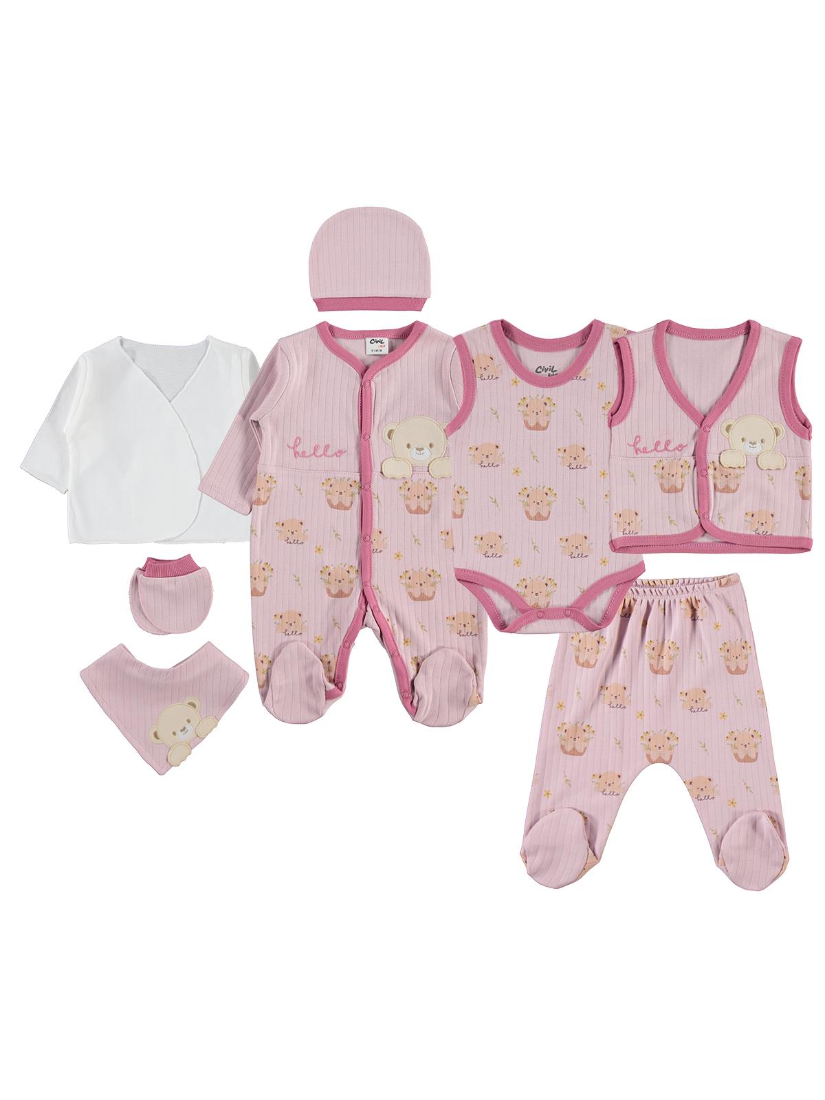 Civil Baby Ayı Empirme 8 li 0-1 Ay Zıbın Setleri - Lila