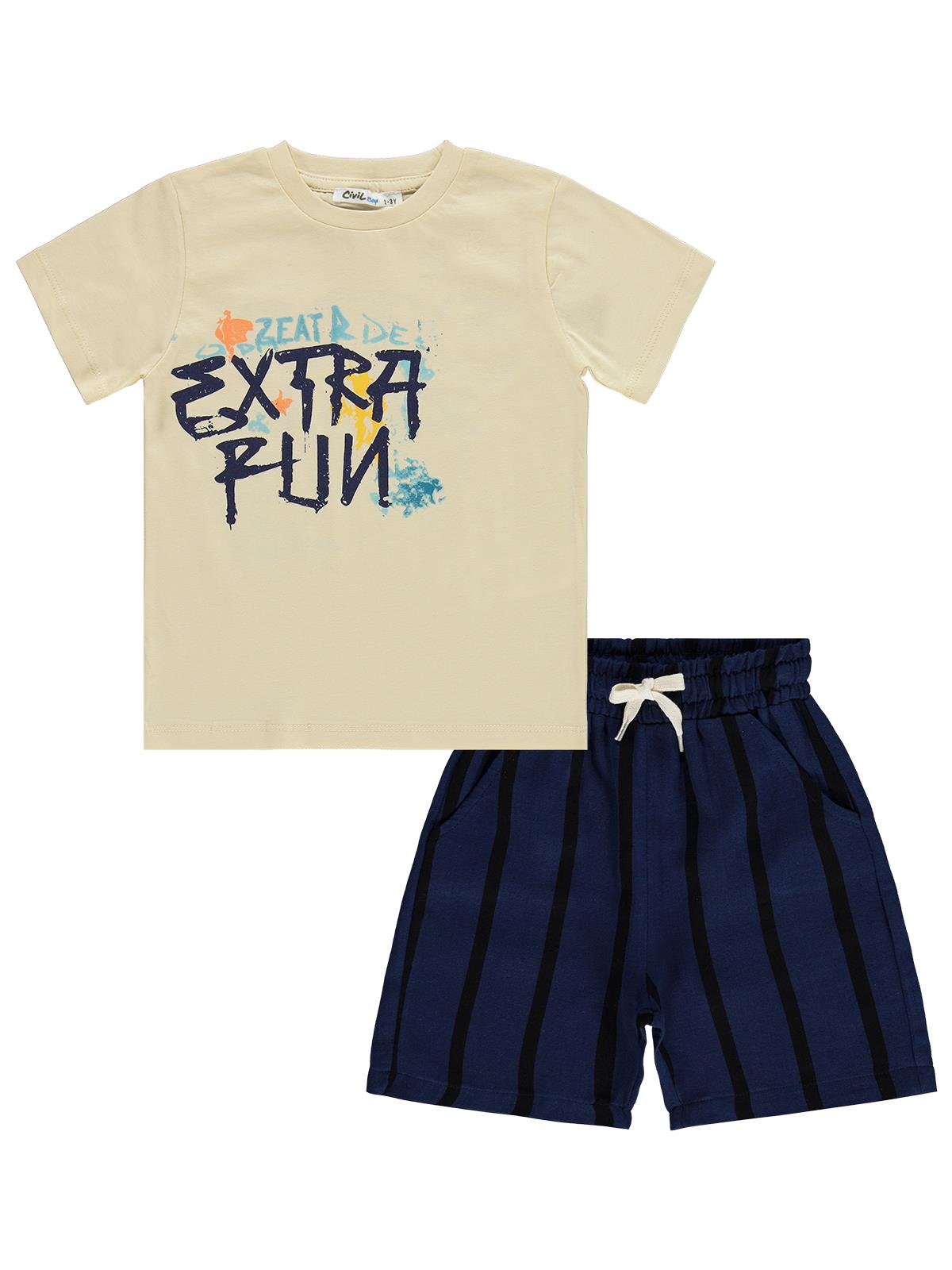 Civil Boys Extra Fun Baskılı 2-5 Yaş Takım - Ekru