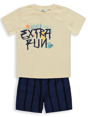 Civil Boys Extra Fun Baskılı 2-5 Yaş Takım - Ekru