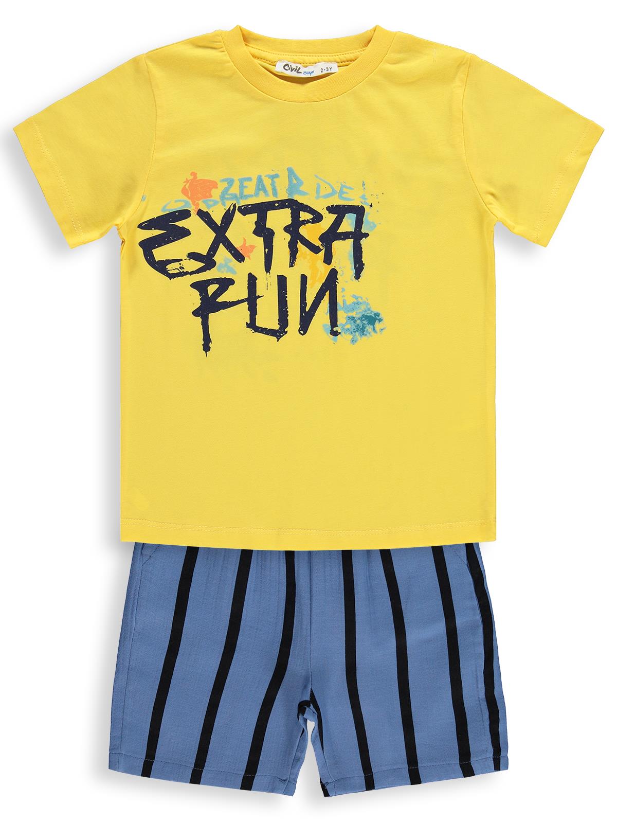 Civil Boys Extra Fun Baskılı 2-5 Yaş Takım - Sarı