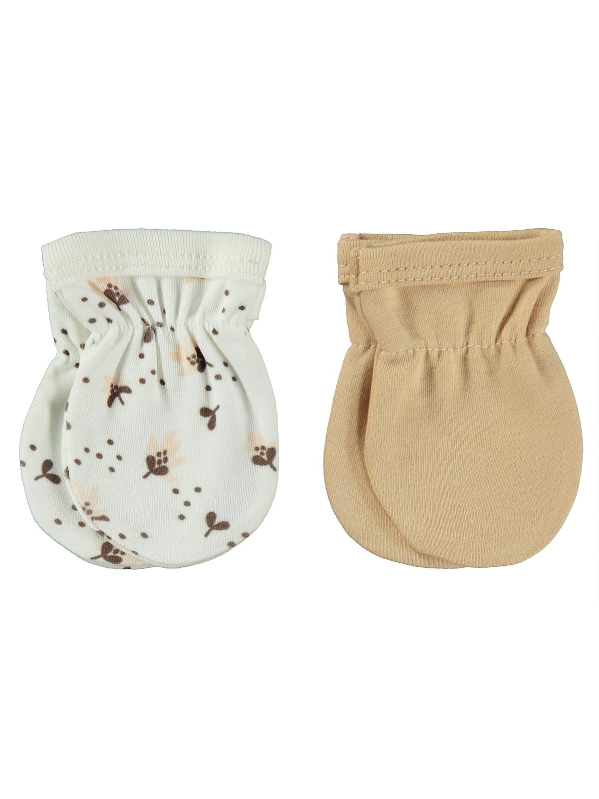 Civil Baby Çiçek Baskılı 2 Li Bebe Eldiven - Pudra