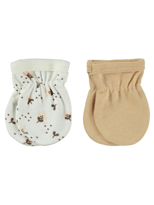 Civil Baby Çiçek Baskılı 2 Li Bebe Eldiven - Pudra
