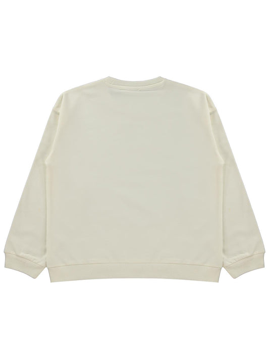Civil Kız Çocuk Basic Sweatshirt | 2 İp Uzun Kol Bisiklet Yaka | Okul Kreş ve Günlük Kullanım - Ekru