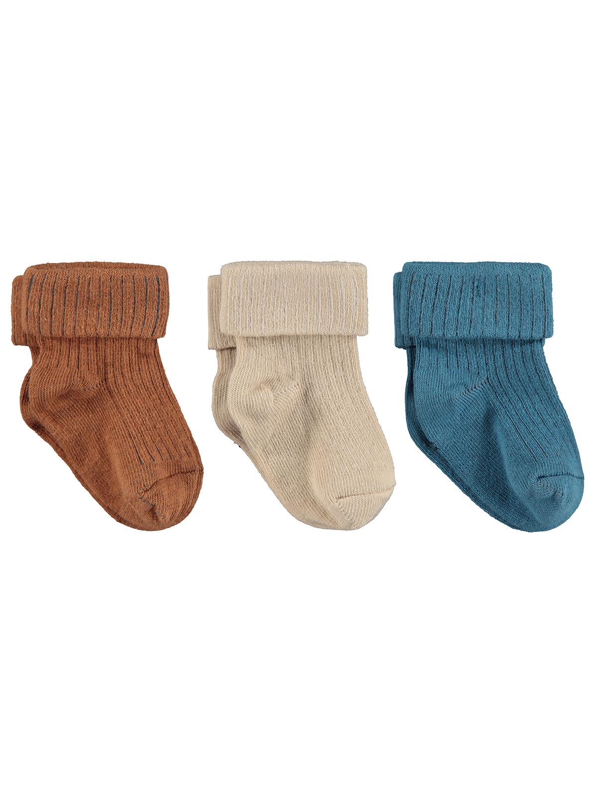 Civil Baby Premium Basic Kıvrık 3'lü 6-18 Ay Bebek Erkek Çorap Set