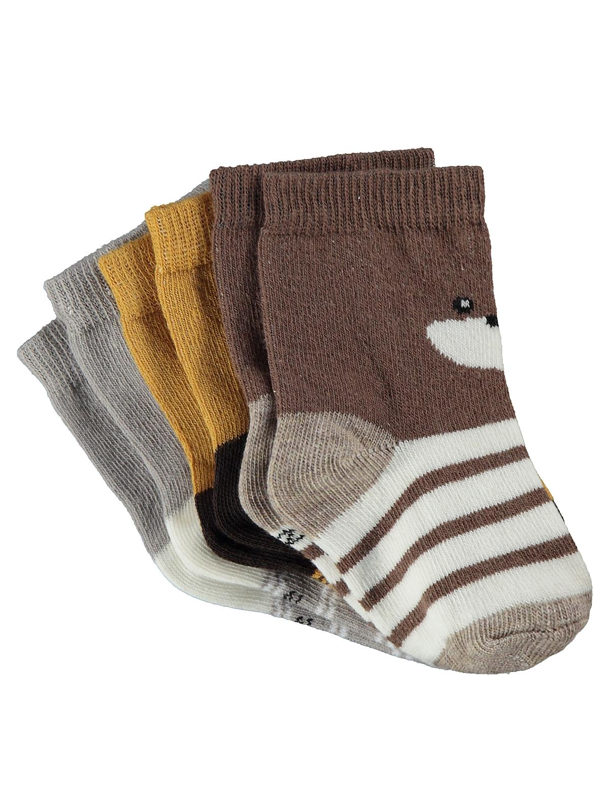 Civil Baby Face Animal 3'lü 6- Bebek Erkek Çorap Set - Standart