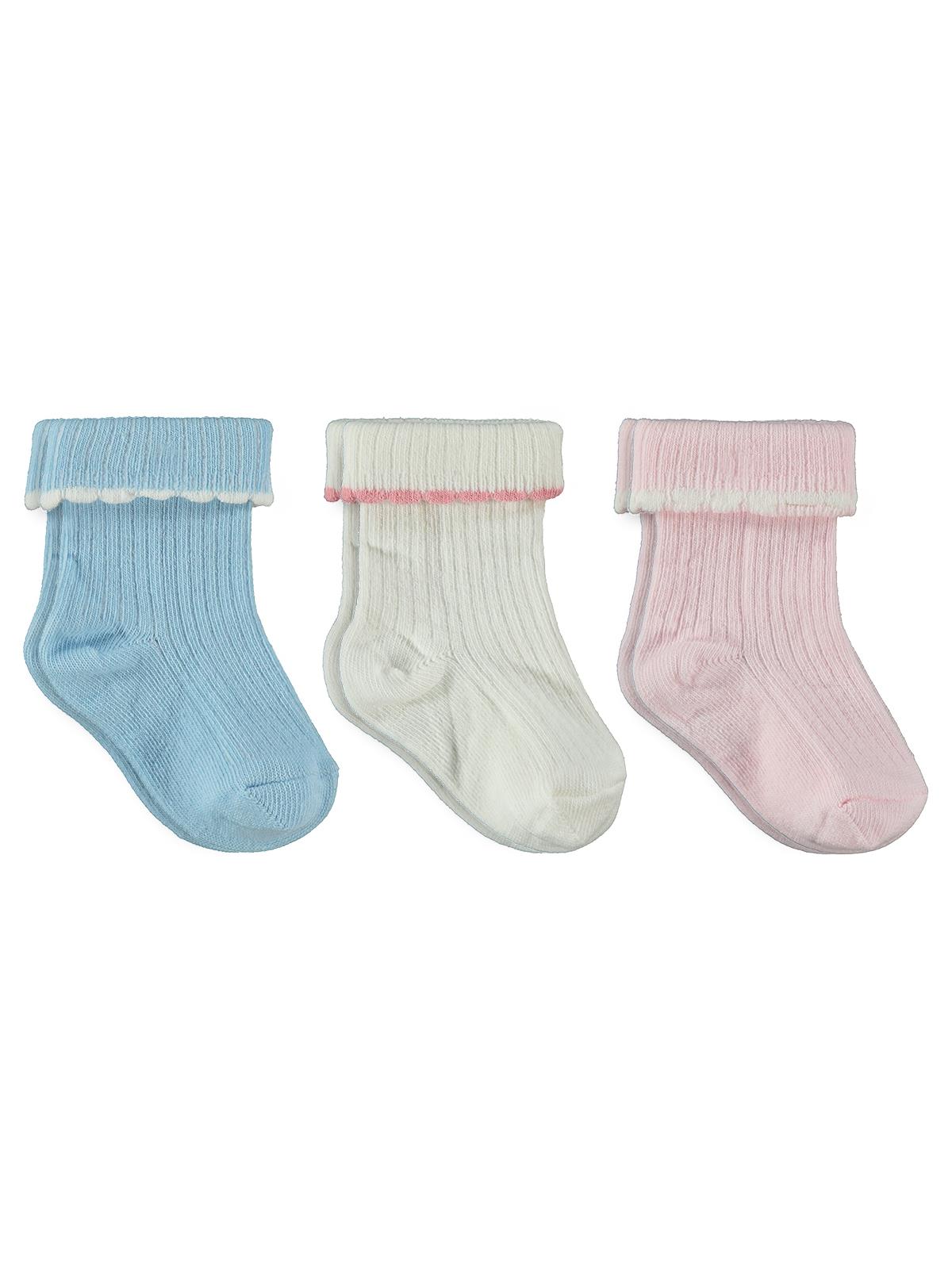 Civil Baby Beautiful Kıvrık 3'lü 6- Bebek Kız Çorap Set - Standart
