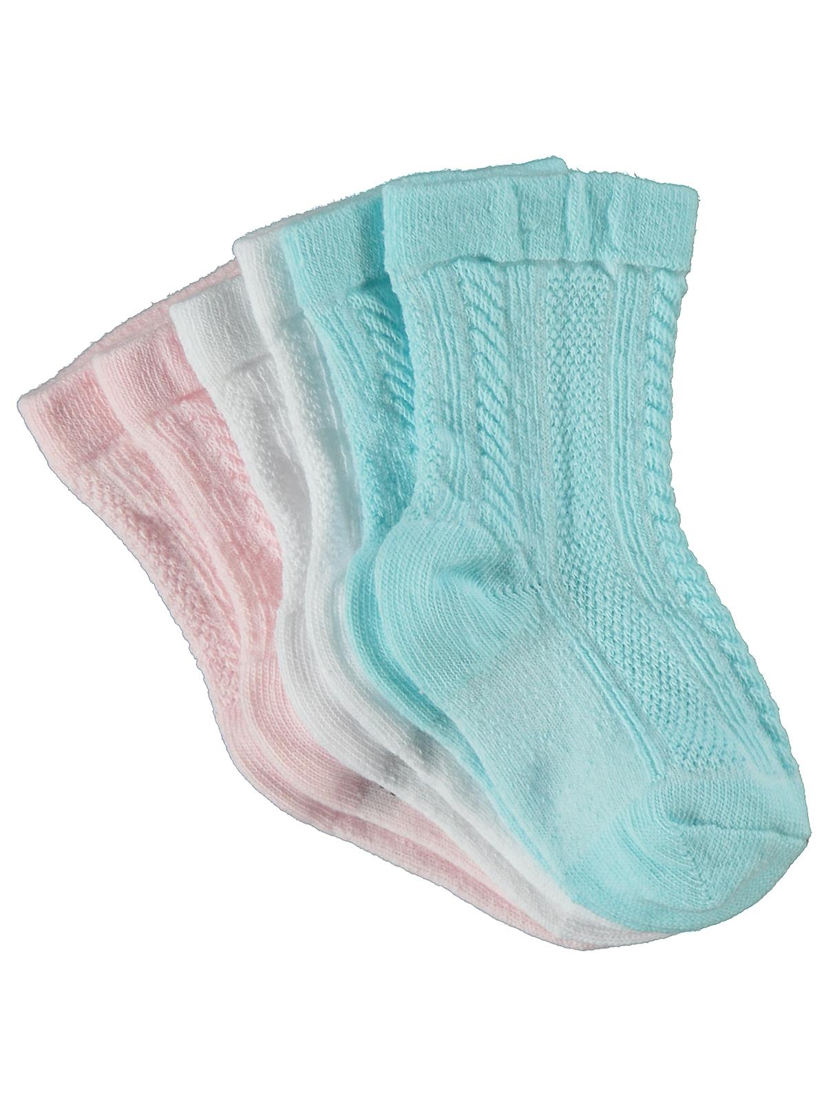 Civil Baby Jakarlı Basic 3'lü 6-18 Ay Bebek Kız Çorap Set - Standart