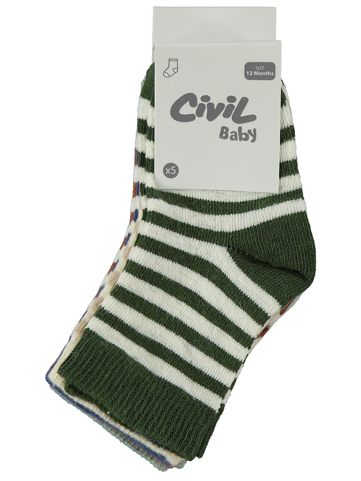 Civil Baby Çemberli 5'li 6-18 Ay Bebek Erkek Çorap Set - Standart