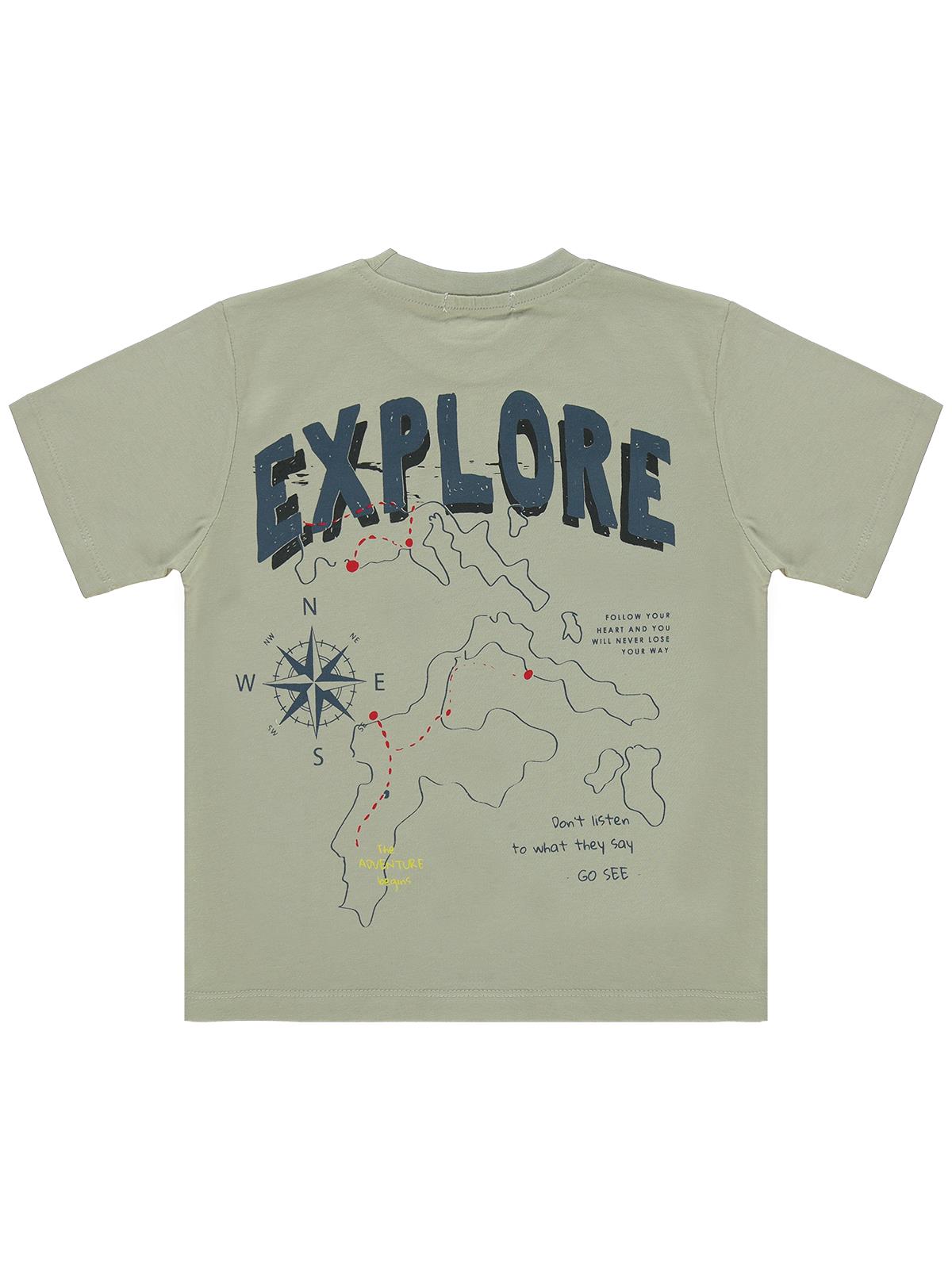 Civil Boys Explore Baskılı 6-9 Yaş Tişört - Gri