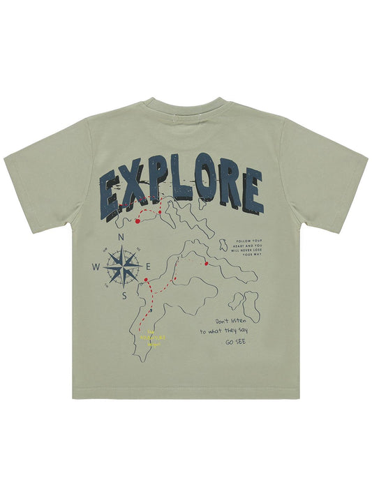 Civil Boys Explore Baskılı 10-13 Yaş Tişört - Gri