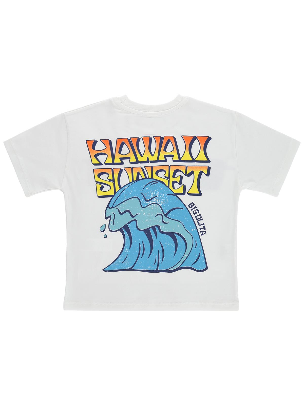 Civil Boys Hawaii Sunset Baskılı 6-9 Yaş Tişört - Kırık Beyaz