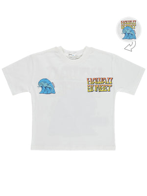Civil Boys Hawaii Sunset Baskılı 6-9 Yaş Tişört - Kırık Beyaz