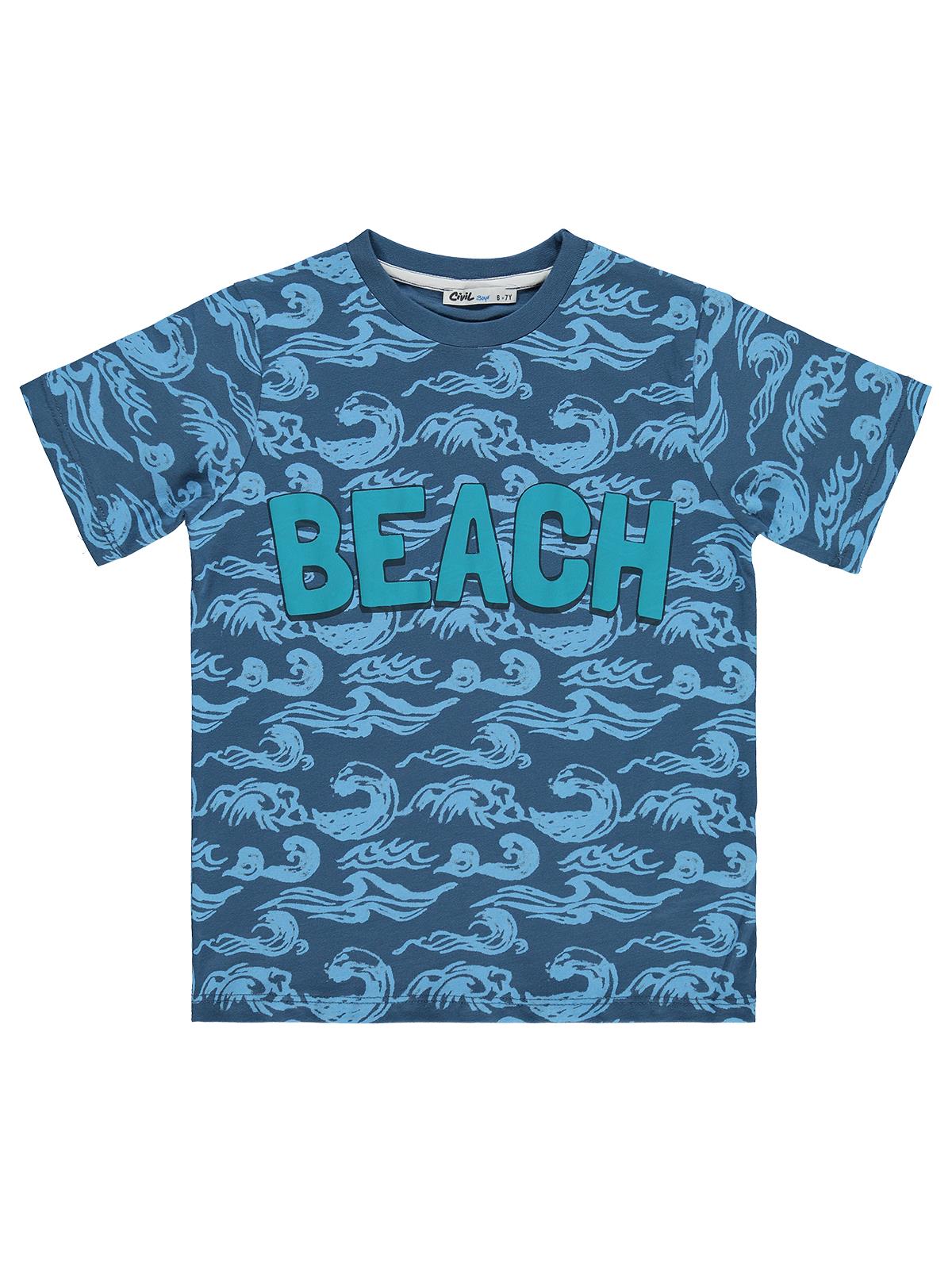 Civil Boys Beach Baskılı 6-9 Yaş Tişört - Yeşil