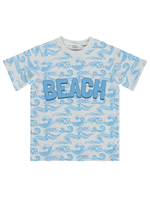Civil Boys Beach Baskılı 10-13 Yaş Tişört - Kırık Beyaz