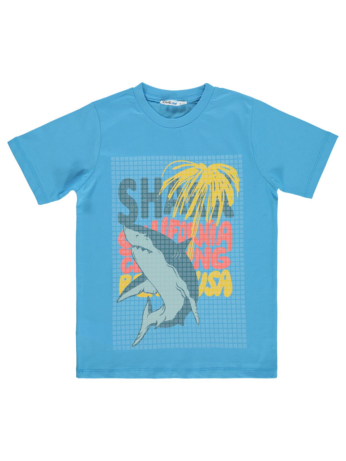 Civil Boys Shark California 6-9 Yaş Tişört - Mavi