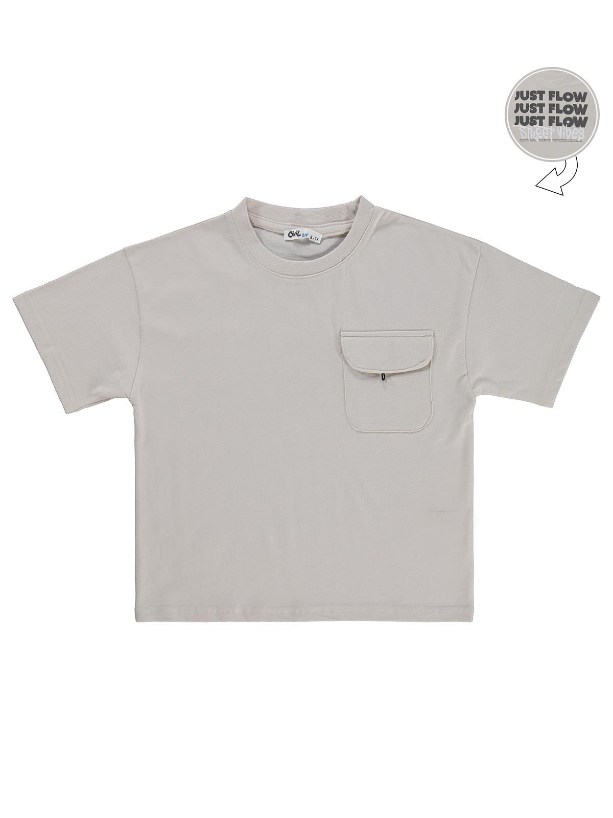 Civil Boys Just Follow Baskılı 6-9 Yaş Tişört - Koyu Taş Rengi
