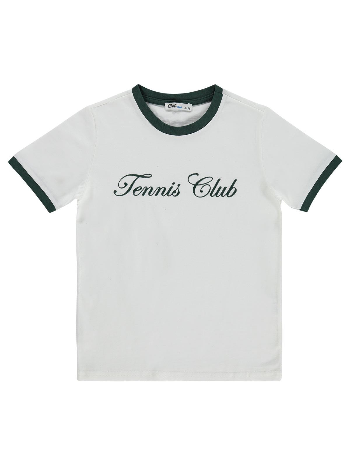 Civil Boys Tennis Club Baskılı 10-13 Yaş Tişört - Yeşil