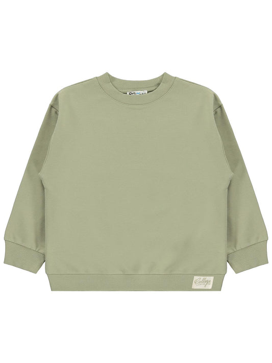 Civil Boys Erkek Çocuk Basic Sweatshirt | Fırçalı 2 İp Uzun Kol | Okul Kreş ve Günlük Kullanım - Haki