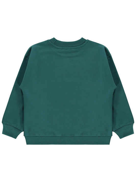Civil Boys Erkek Çocuk Basic Sweatshirt | Fırçalı 2 İp Uzun Kol | Okul Kreş ve Günlük Kullanım - Yeşil