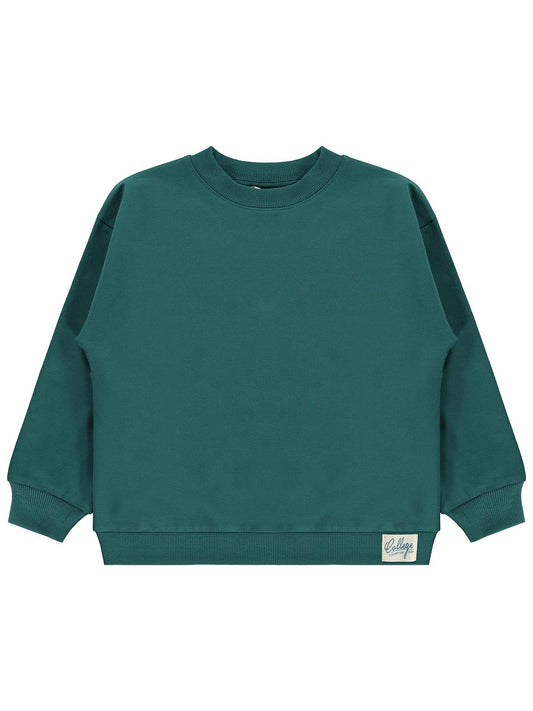 Civil Boys Erkek Çocuk Basic Sweatshirt | Fırçalı 2 İp Uzun Kol | Okul Kreş ve Günlük Kullanım - Yeşil
