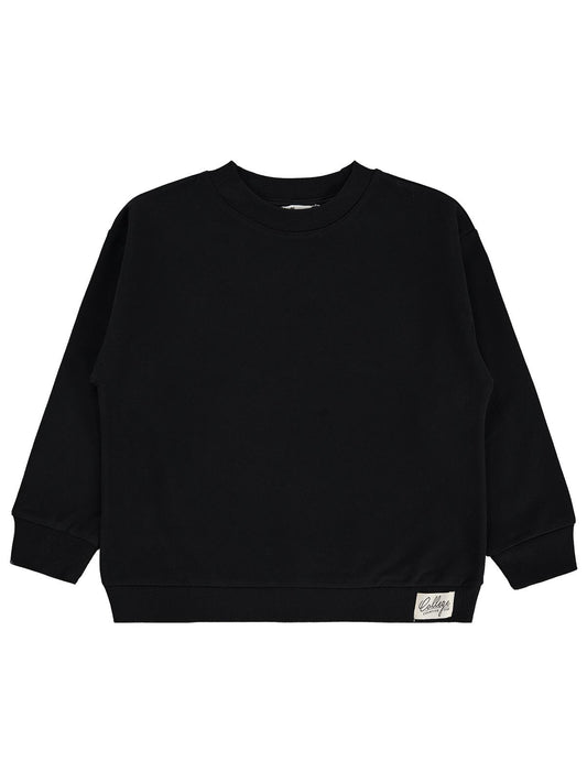 Civil Boys Erkek Çocuk Basic Sweatshirt | Fırçalı 2 İp Uzun Kol | Okul Kreş ve Günlük Kullanım - Siyah