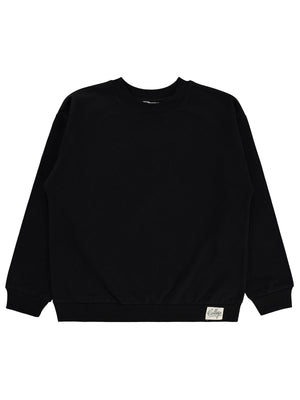 Civil Erkek Çocuk Basic Sweatshirt | Fırçalı 2 İp Uzun Kol | Okul Kreş ve Günlük Kullanım - Siyah