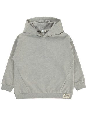 Civil Erkek Çocuk Basic Kapşonlu Sweatshirt | Fırçalı 2 İp Uzun Kol | Okul Kreş ve Günlük Kullanım - Gri