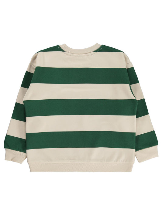 Civil Erkek Çocuk Kalın Çizgili Basic Sweatshirt | 2 İp Uzun Kol | Okul Kreş ve Günlük Kullanım - Yeşil