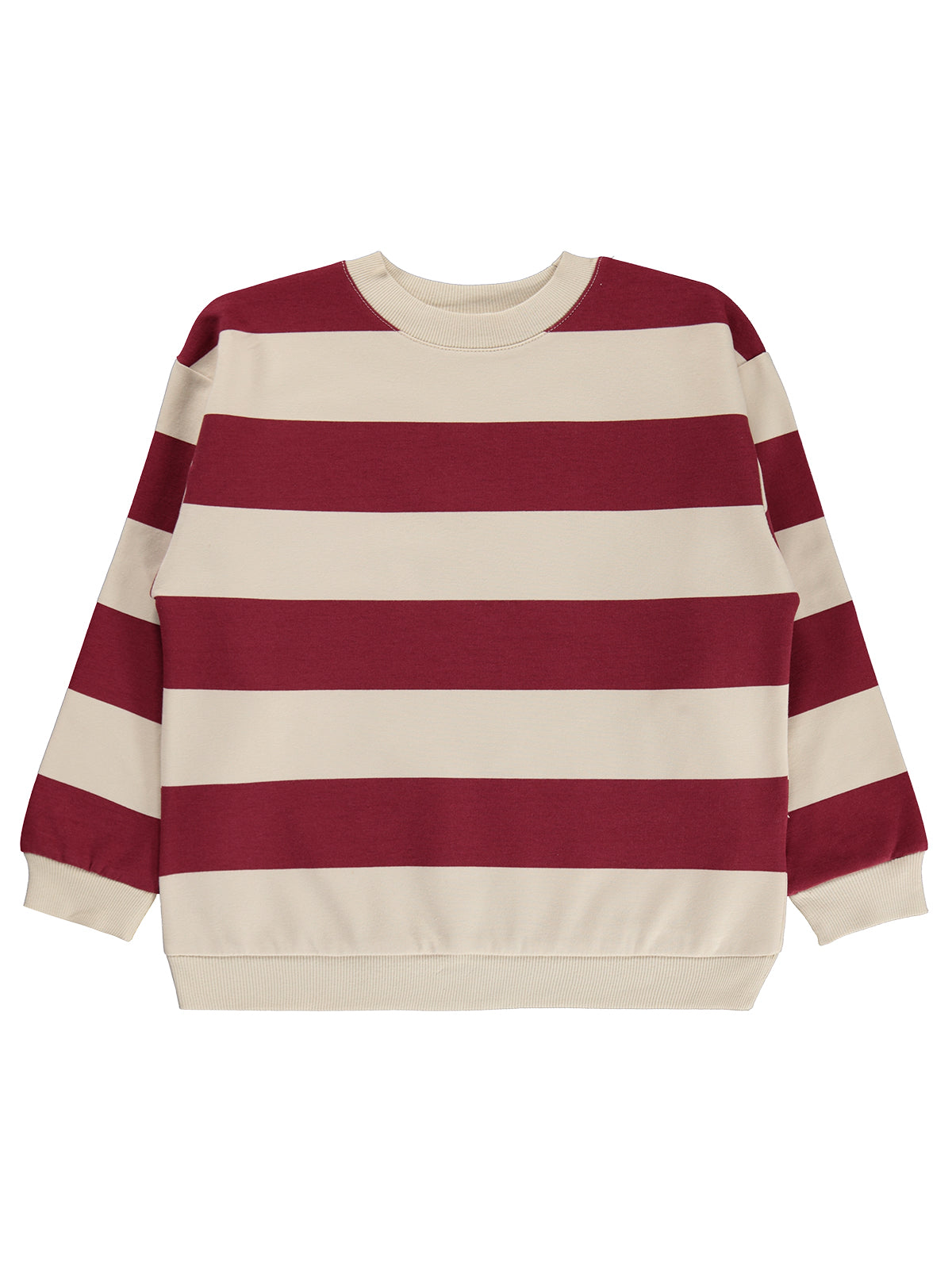 Civil Boys Kalın Çizgili Basic 6-9 Yaş Sweatshirt - Bordo