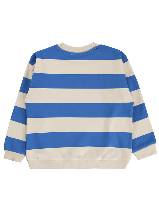 Civil Erkek Çocuk Kalın Çizgili Basic Sweatshirt | 2 İp Uzun Kol | Okul Kreş ve Günlük Kullanım - Mavi