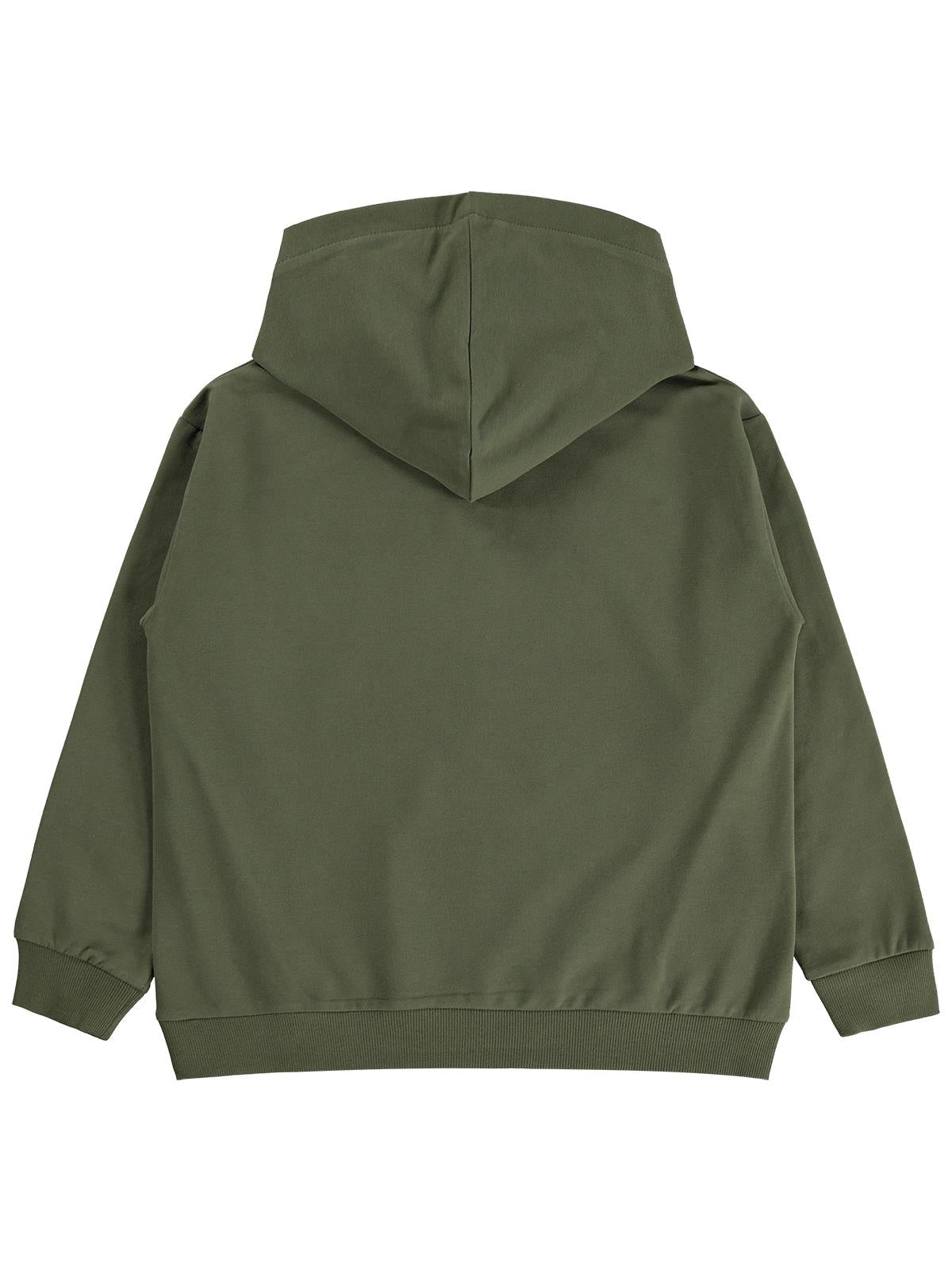 Civil Erkek Çocuk Basic Kapşonlu Sweatshirt | Fırçalı 2 İp Uzun Kol | Okul Kreş ve Günlük Kullanım - Haki