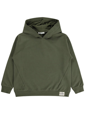 Civil Erkek Çocuk Basic Kapşonlu Sweatshirt | Fırçalı 2 İp Uzun Kol | Okul Kreş ve Günlük Kullanım - Haki