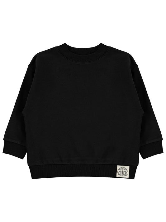 Civil Boys Erkek Çocuk Basic Sweatshirt | Fırçalı 2 İp Uzun Kol | Okul Kreş ve Günlük Kullanım - Siyah