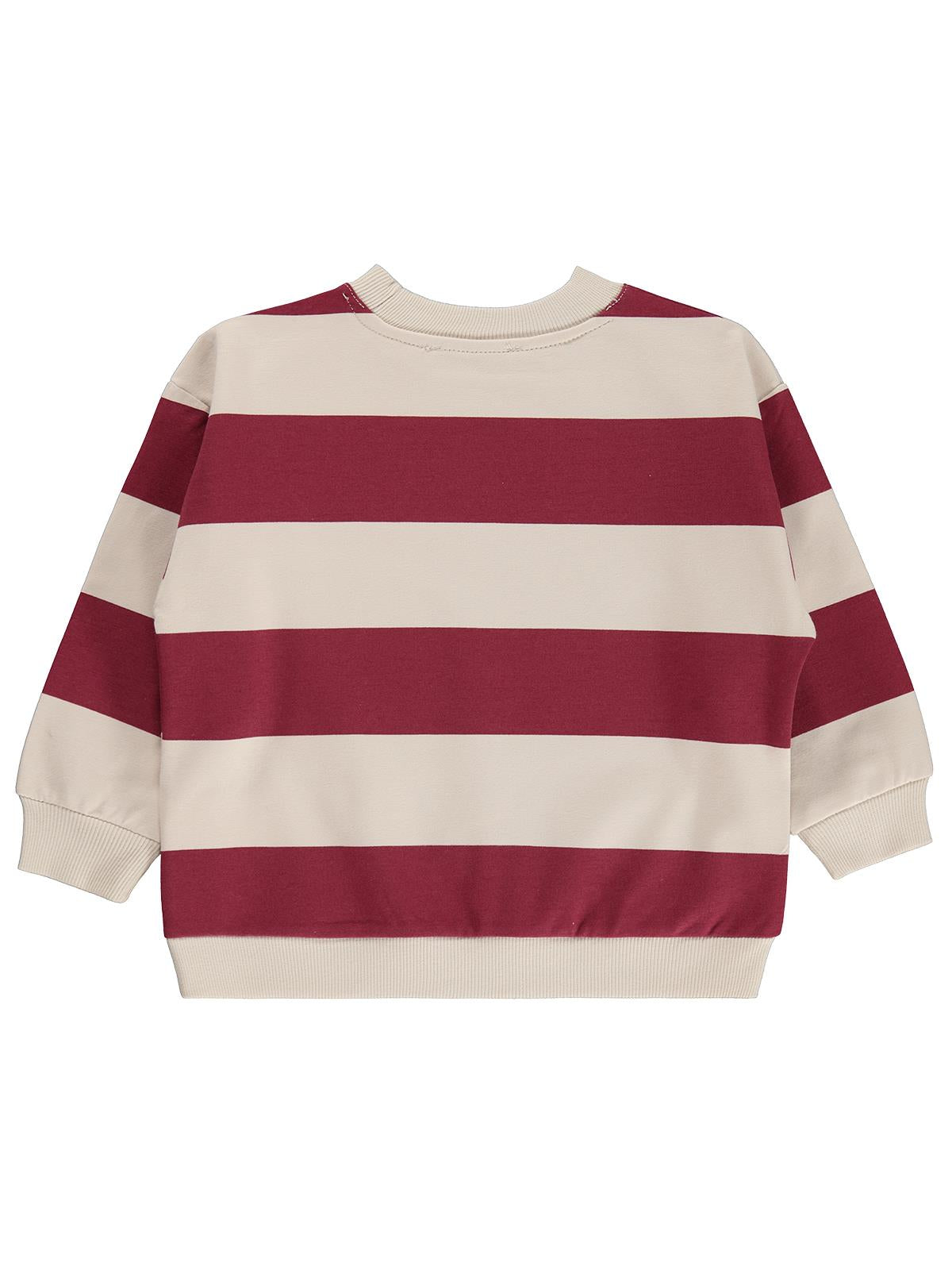 Civil Erkek Çocuk Kalın Çizgili Basic Sweatshirt | 2 İp Uzun Kol | Okul Kreş ve Günlük Kullanım - Bordo