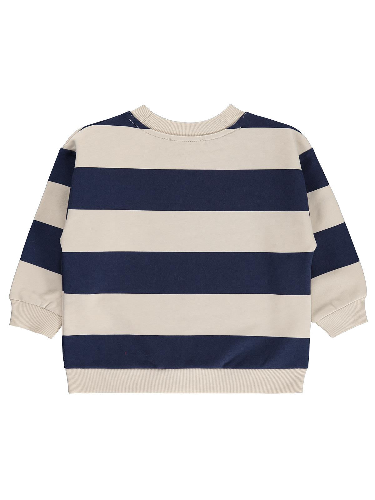 Civil Erkek Çocuk Kalın Çizgili Basic Sweatshirt | 2 İp Uzun Kol | Okul Kreş ve Günlük Kullanım - Lacivert