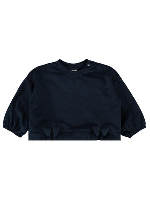 Civil Baby Fransız Kadife Fiyonklu 6-18 Ay Sweatshirt - Lacivert