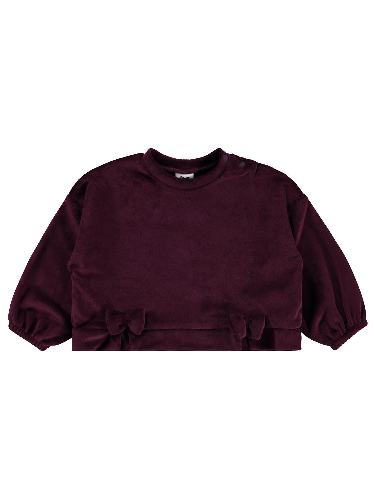 Civil Baby Fransız Kadife Fiyonklu 6-18 Ay Sweatshirt - Lila