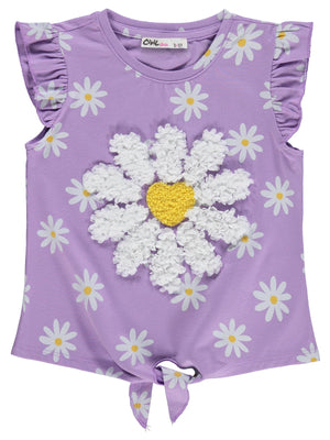 Civil Girls Papatya Desenli 2-5 Yaş Tişört - Lila