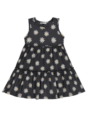 Civil Girls Papatya Desenli 6-9 Yaş Elbise - Gri