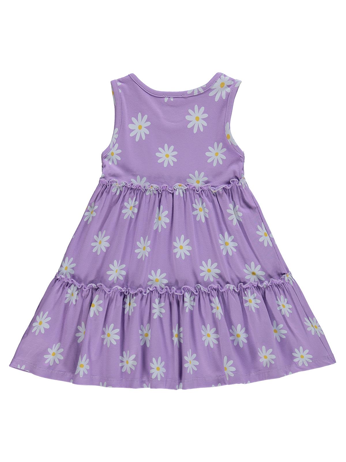 Civil Girls Papatya Desenli 2-5 Yaş Elbise - Lila