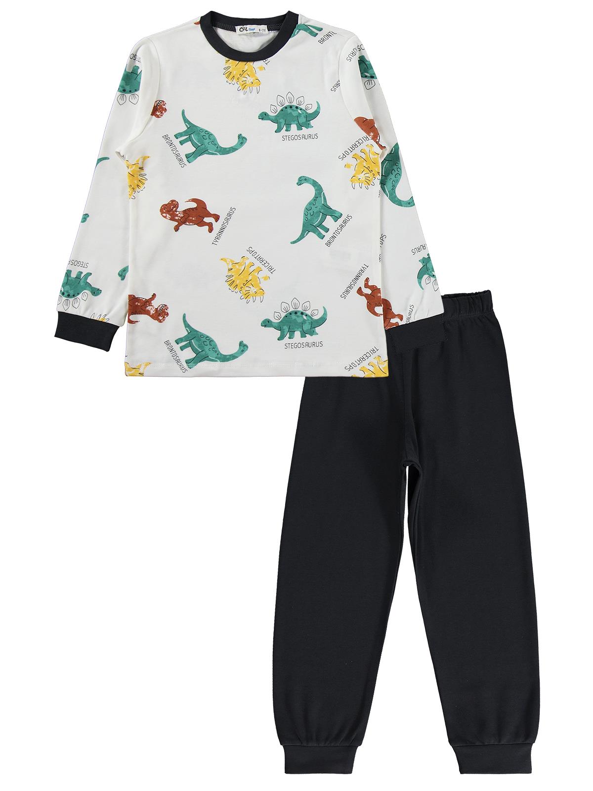 Civil Boys Dinozor Baskılı 6-9 Yaş Pijama Takımı - Gri