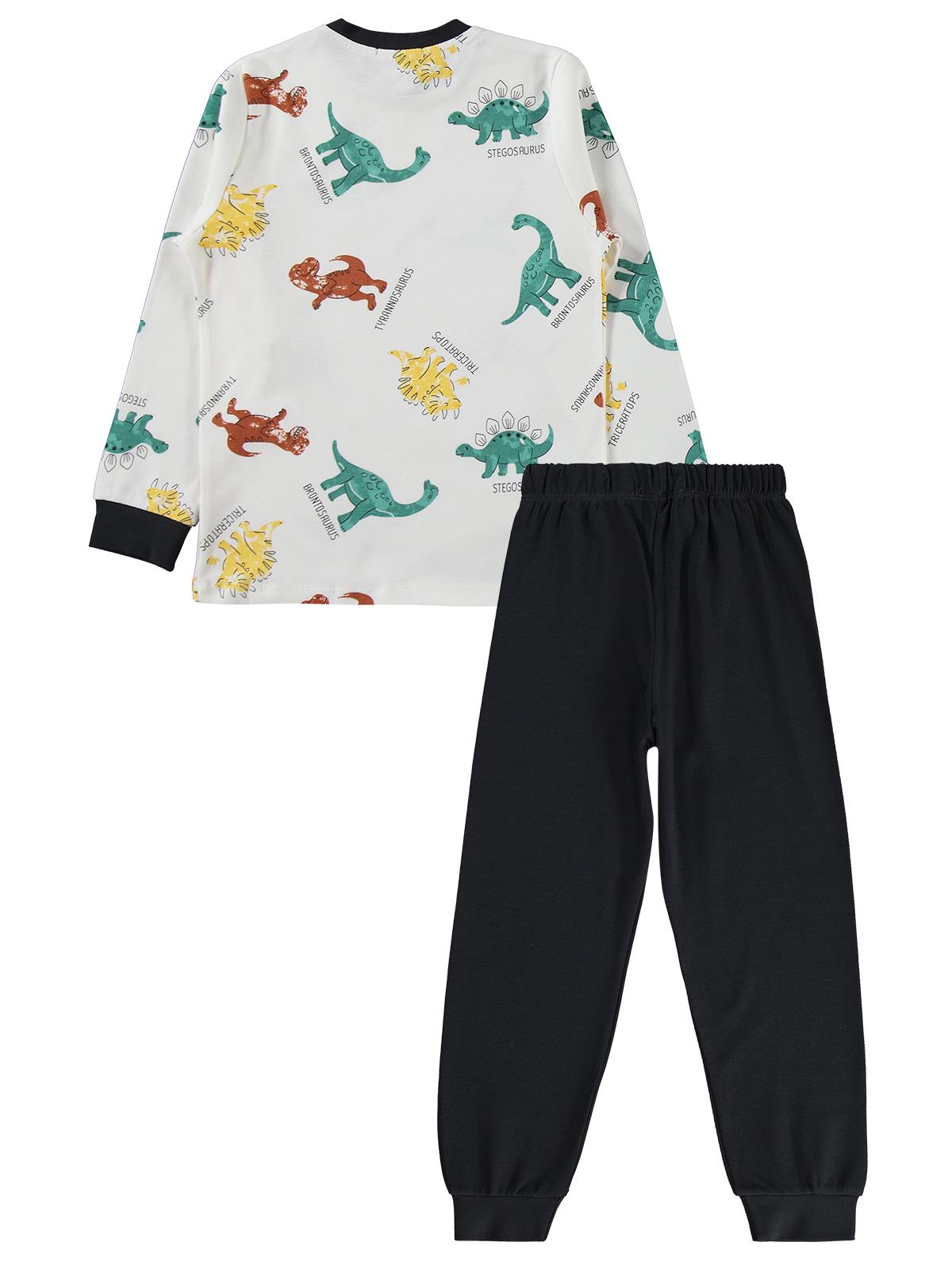 Civil Boys Dinozor Baskılı 6-9 Yaş Pijama Takımı - Gri