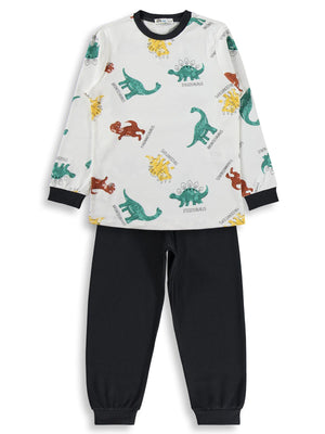 Civil Boys Dinozor Baskılı 6-9 Yaş Pijama Takımı - Gri