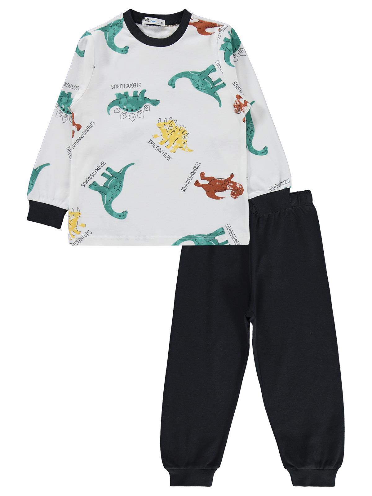 Civil Boys Dinozor Baskılı 2-5 Yaş Pijama Takımı - Gri