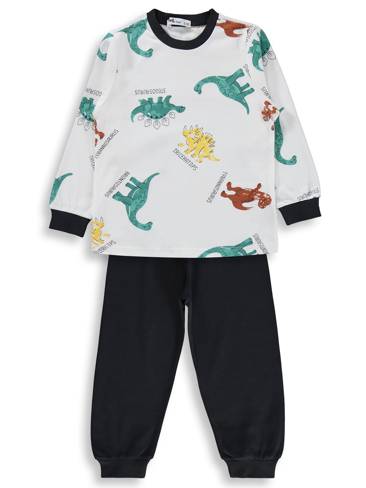 Civil Boys Dinozor Baskılı 2-5 Yaş Pijama Takımı - Gri