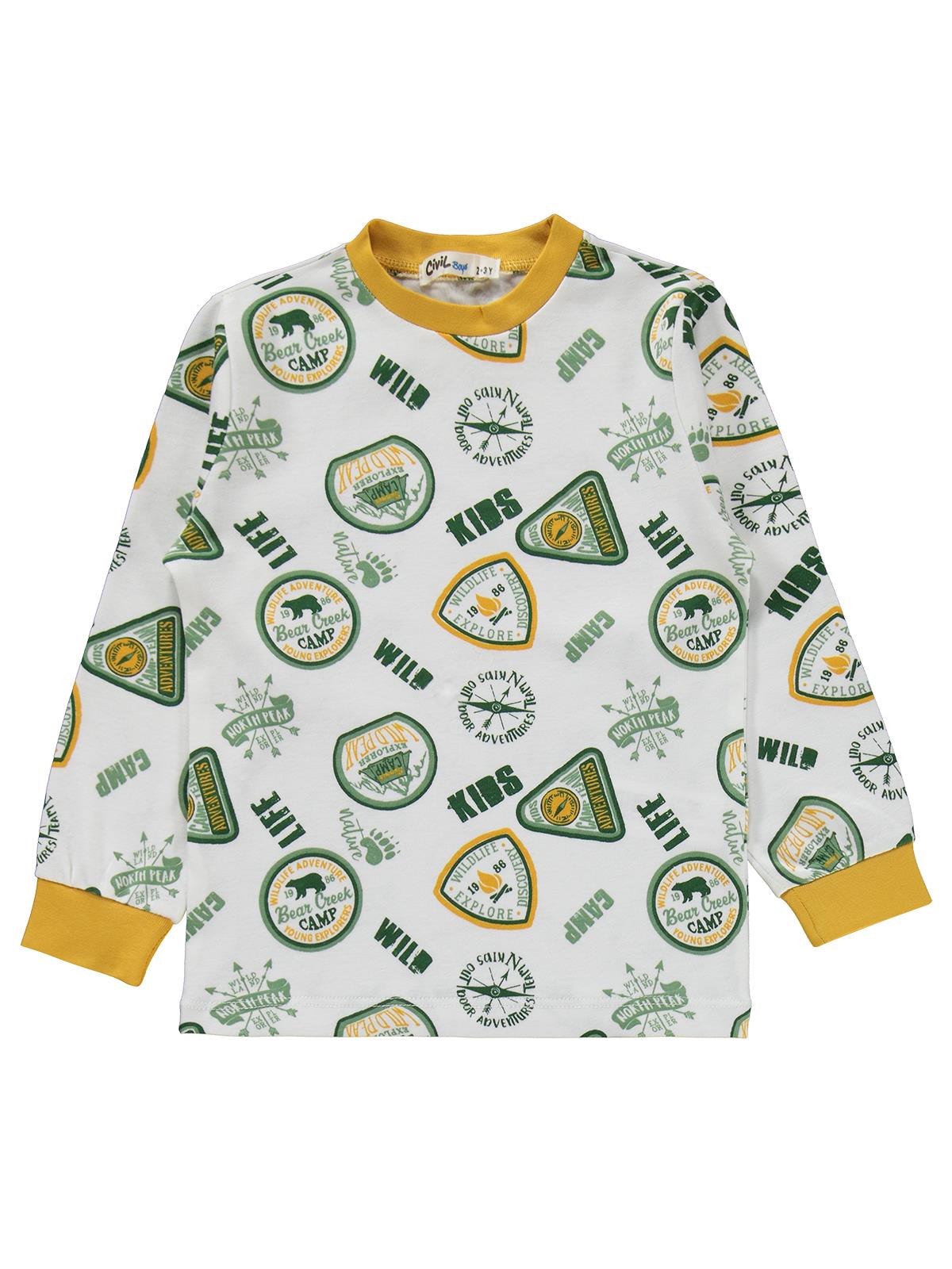 Civil Boys Kids Armalar Baskılı 2-5 Yaş Pijama Takımı - Hardal
