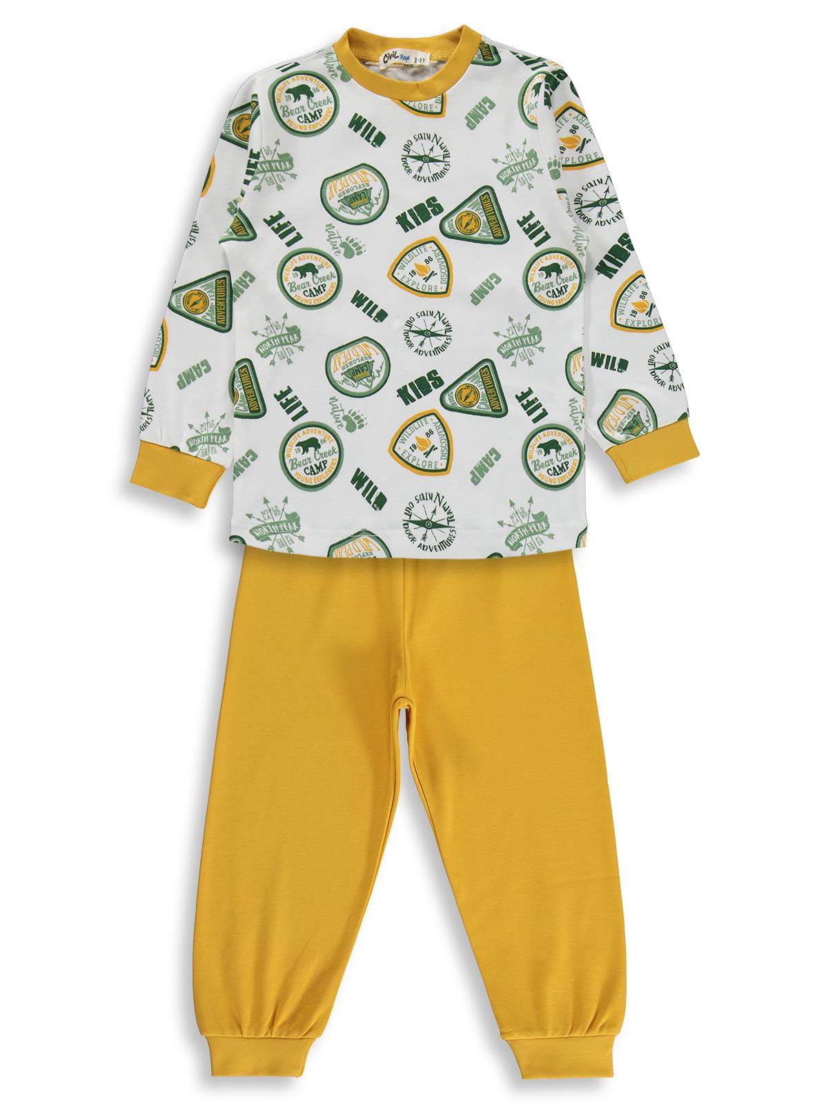 Civil Boys Kids Armalar Baskılı 2-5 Yaş Pijama Takımı - Hardal