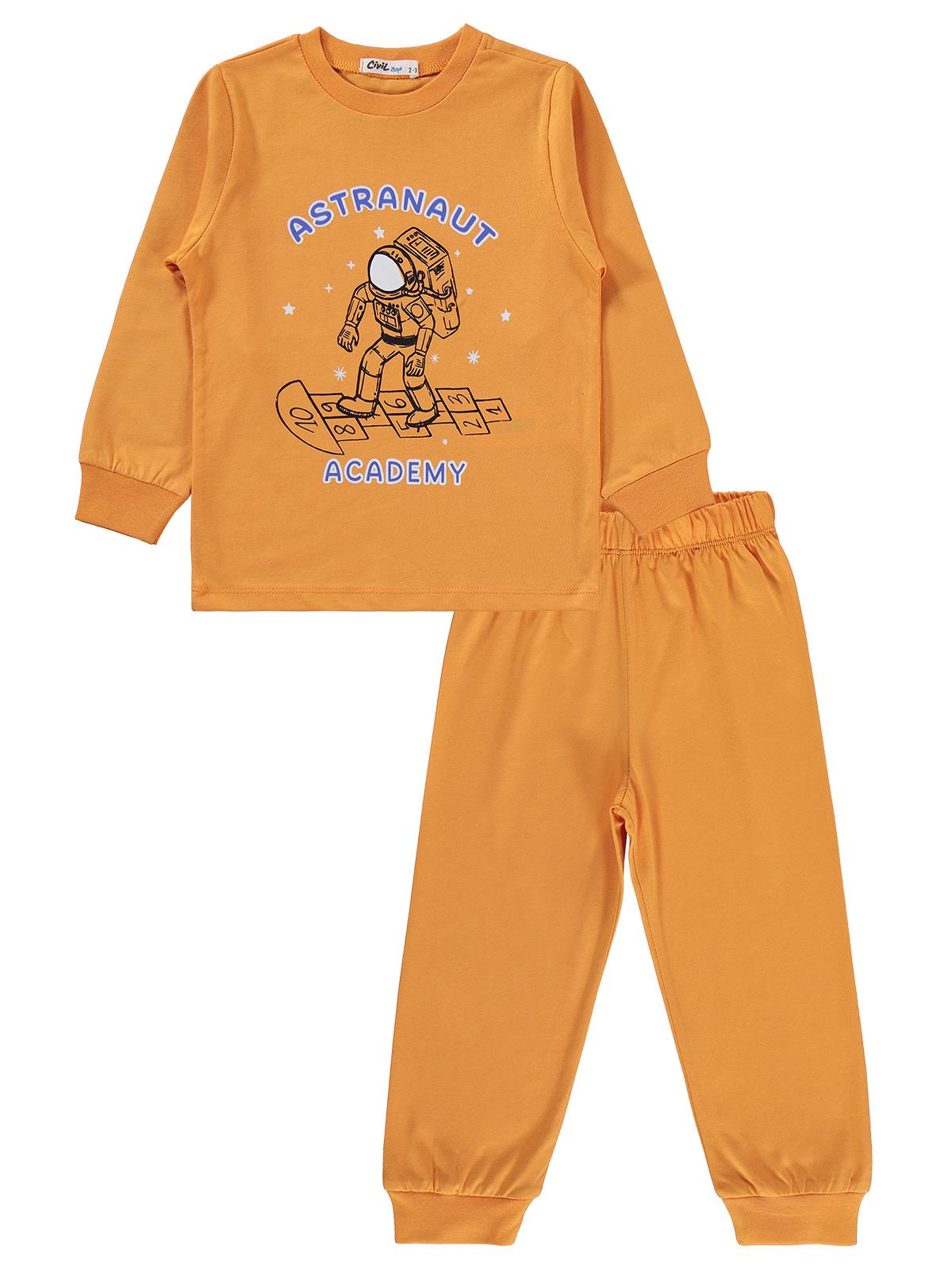 Civil Boys Astronot Baskılı 2-5 Yaş Pijama Takımı - Turuncu